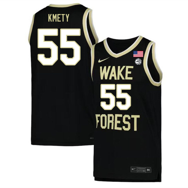 Men #55 Owen Kmety Wake Forest Demon Deacons 2022-23 College Stitchec Basketball Jerseys Sale-Black